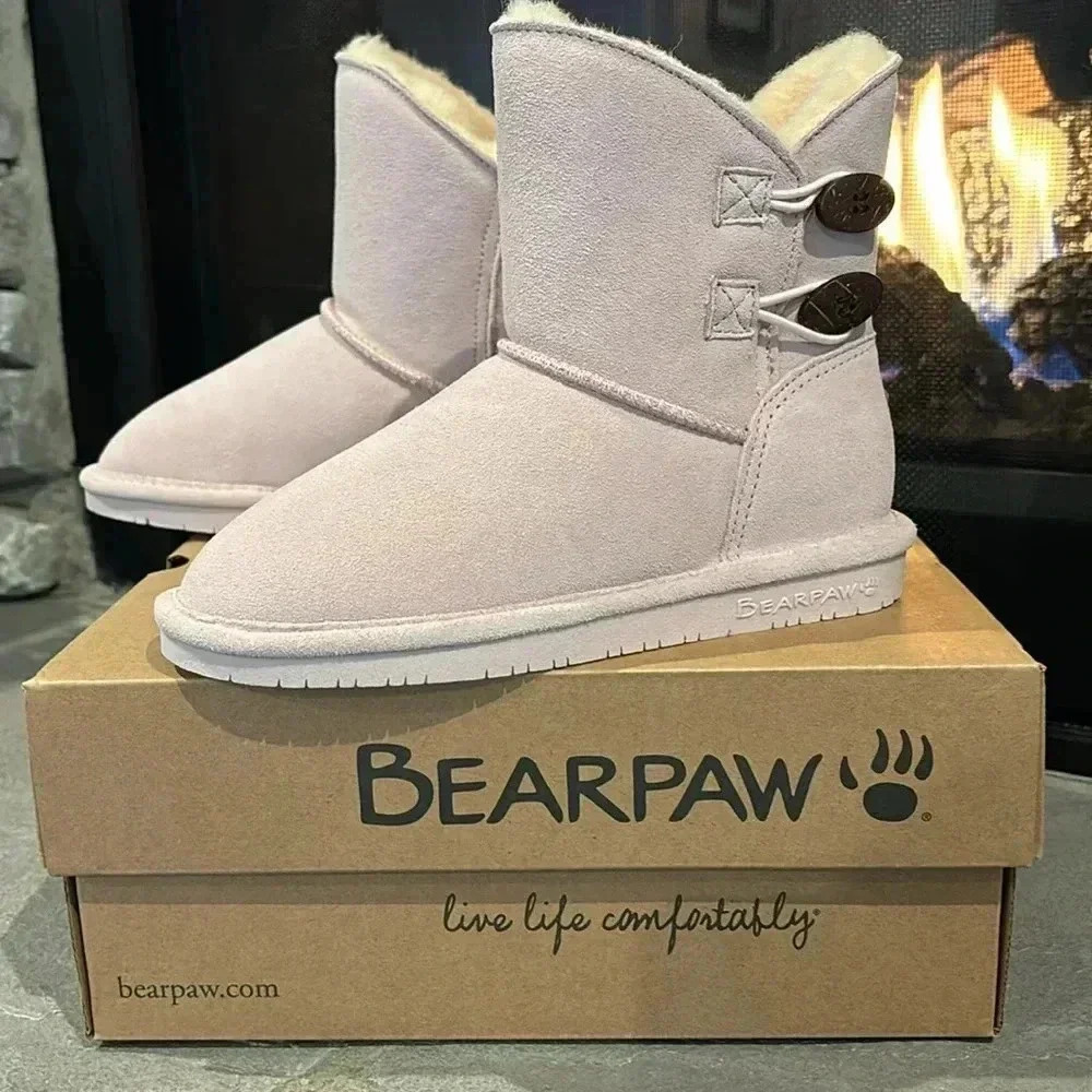 BEARPAW Rosaline Youth NeverWet Booties Suede,sheepskin,wool blend,TPR outsole - Picture 5 of 10